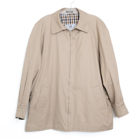 Aquascutum Jacket Zip Up Coat England Plaid Lined Vintage Mens Small - Picture 2 of 16